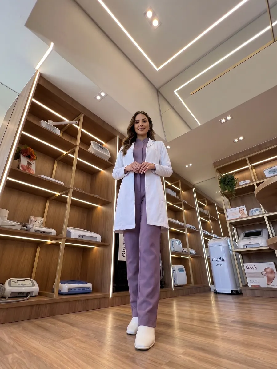 Especialista da Dermomed no showroom de equipamentos